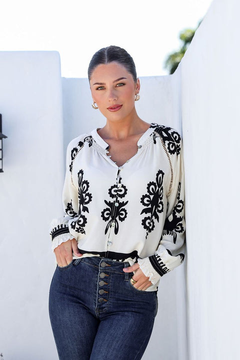 Filigree Blouse White/Blk