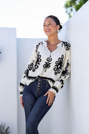 Filigree Blouse White/Blk