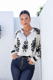 Filigree Blouse White/Blk