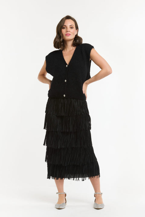 Fringe Skirt Black