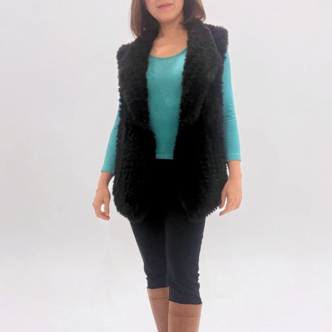 Faux Fur Vest Black