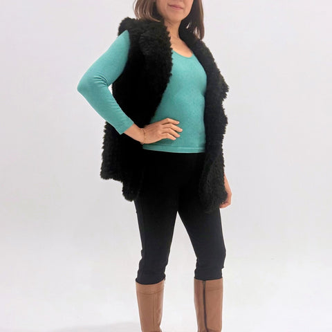 Faux Fur Vest Black