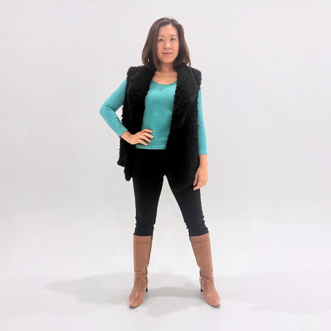 Faux Fur Vest Black