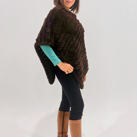 Faux Fur Poncho chocolate