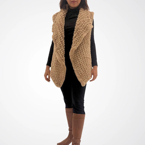 Faux Fur Vest Camel