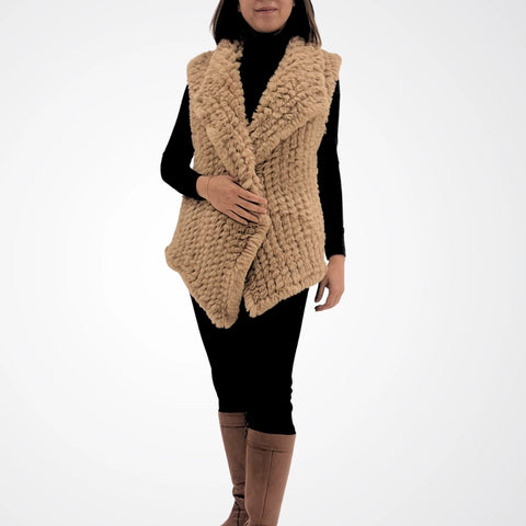 Faux Fur Vest Camel