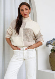 St Moritz Patchwork Knit Latte/Ivory