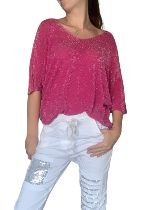Ponza Lurex Top Candy Pink