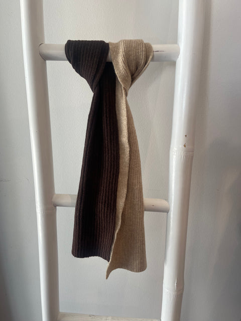 Two Tone Rib Scarf Chocolate Combo
