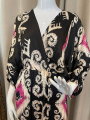 Batik Boho Dress Black/Pink