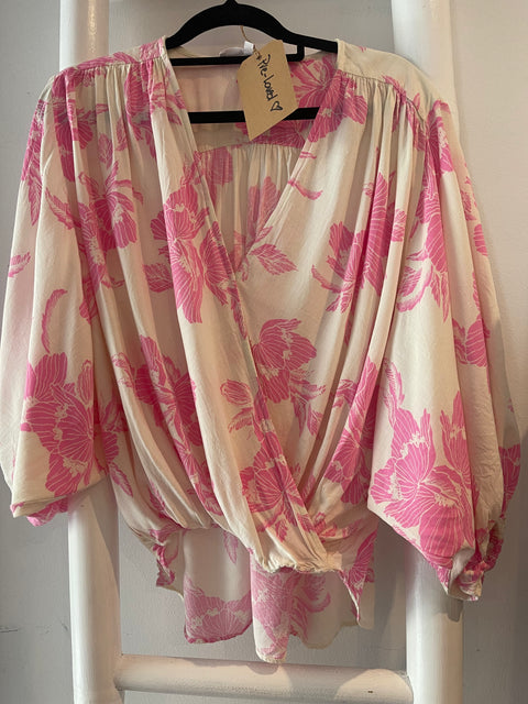 Wrap Top Hibiscus by White Closet