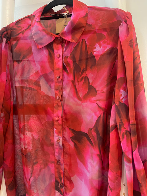 Calista Blouse Pink/Red Print by Runaway