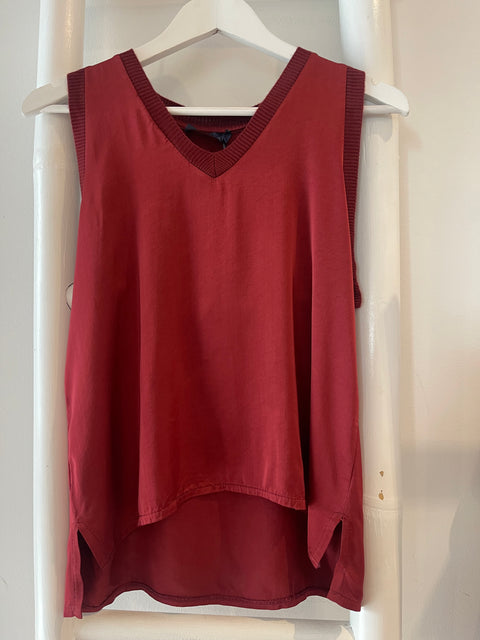V Neck Top Bordeaux