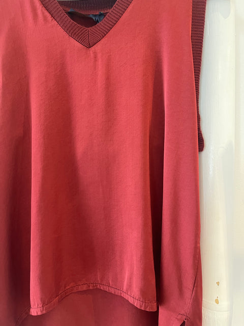 V Neck Top Bordeaux