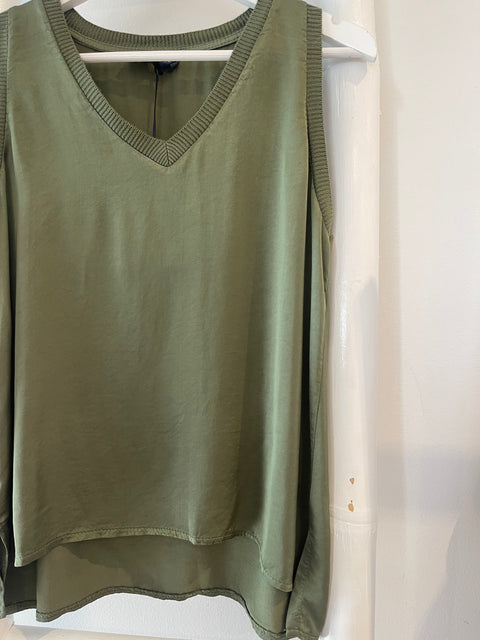 V Neck Top Khaki