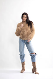 Jemma Faux Fur Bomber Camel