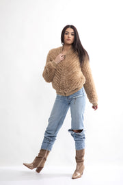 Jemma Faux Fur Bomber Camel