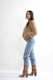 Jemma Faux Fur Bomber Camel