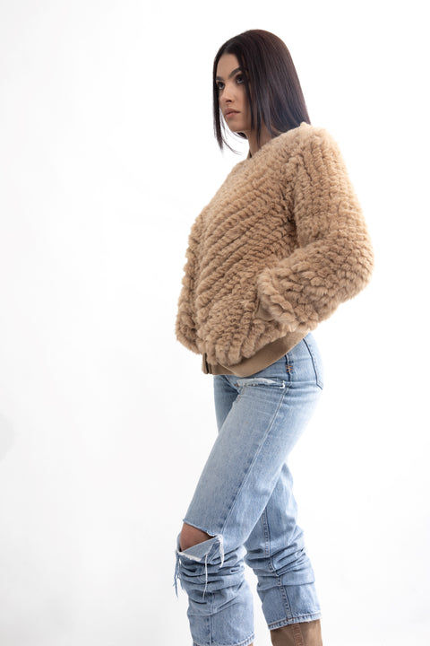 Jemma Faux Fur Bomber Camel