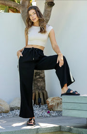 Jenna Side Stripe Pant Black