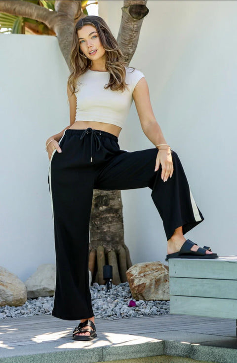 Jenna Side Stripe Pant Black
