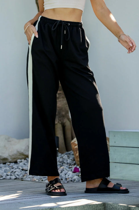 Jenna Side Stripe Pant Black