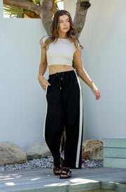 Jenna Side Stripe Pant Black