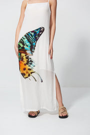 Slip Dress Jewel Butterfly White