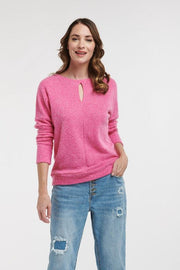 Keyhole Knit Top Pink