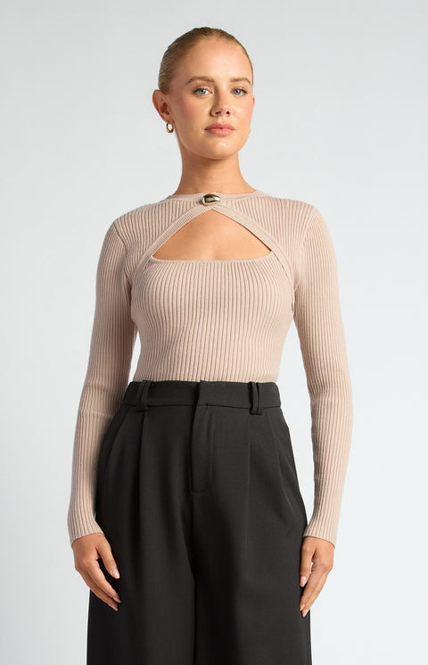 Glam Rib Knit Beige