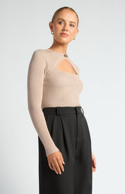 Glam Rib Knit Beige