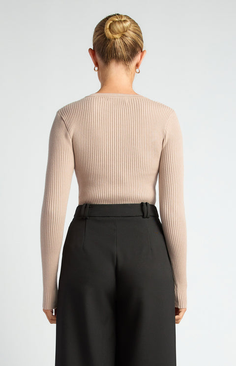 Glam Rib Knit Beige