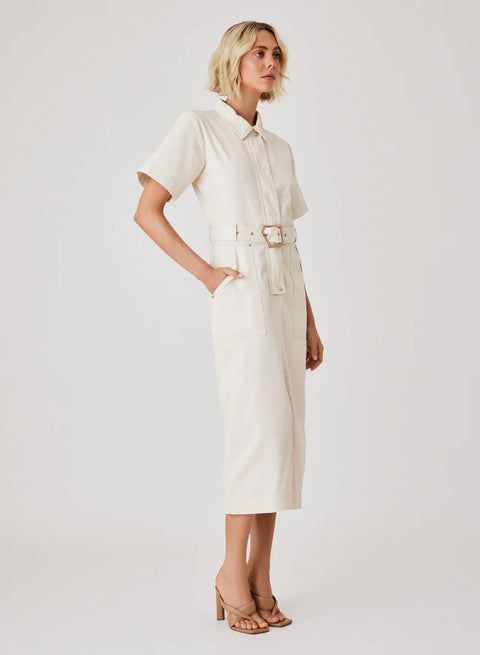 Kokomo Denim Midi Dress Ivory