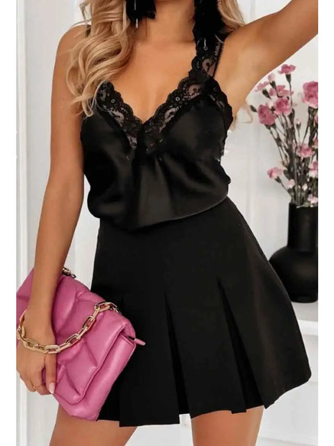 Lace Satin Camisole Black