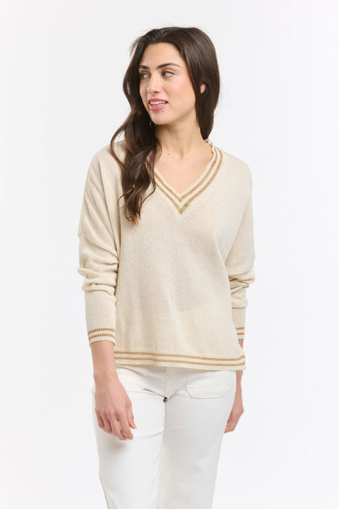 Lurex College Knit Beige