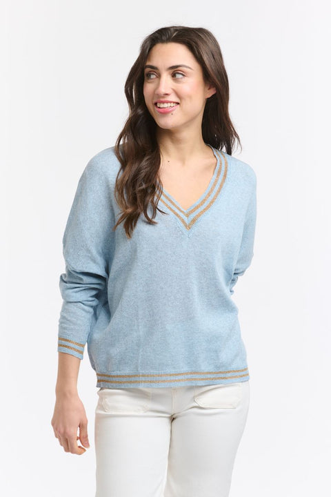 Lurex College Knit Powder Blue