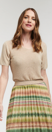 Lurex V Neck Top Champagne