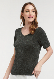 Lurex V Neck Top Black