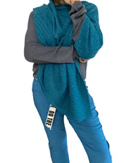 Milana Plush Cable Poncho Teal