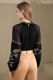 Oliviane Embroidered Blouse Black