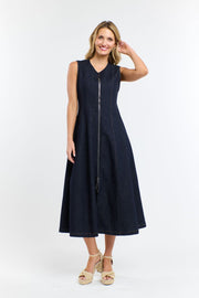 Olsen Denim Zip Dress Indigo