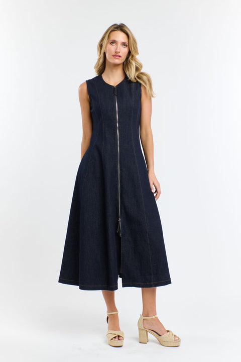 Olsen Denim Zip Dress Indigo