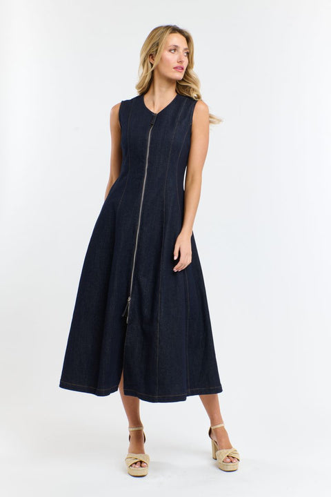 Olsen Denim Zip Dress Indigo