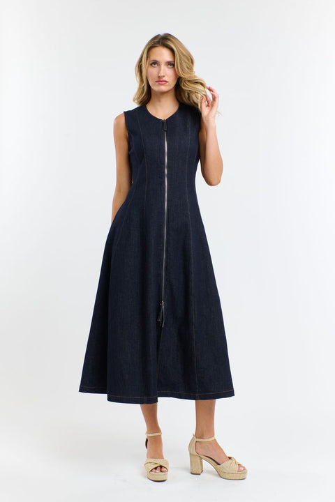 Olsen Denim Zip Dress Indigo
