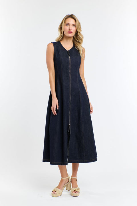 Olsen Denim Zip Dress Indigo
