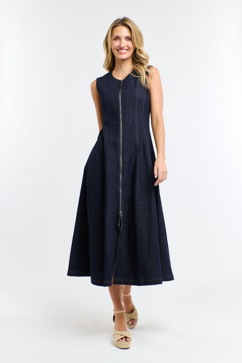 Olsen Denim Zip Dress Indigo