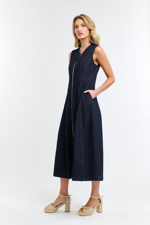 Olsen Denim Zip Dress Indigo