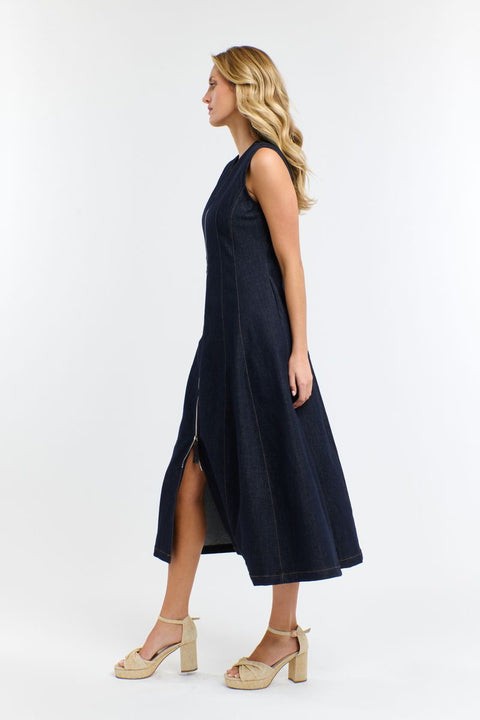 Olsen Denim Zip Dress Indigo