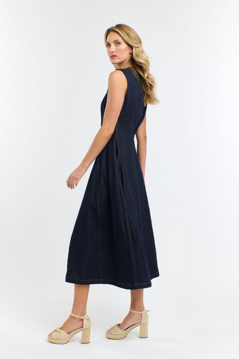 Olsen Denim Zip Dress Indigo