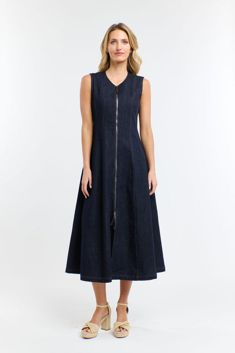 Olsen Denim Zip Dress Indigo